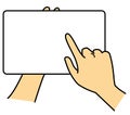 Hands holding tablet, touching screen, illustration image Royalty Free Stock Photo